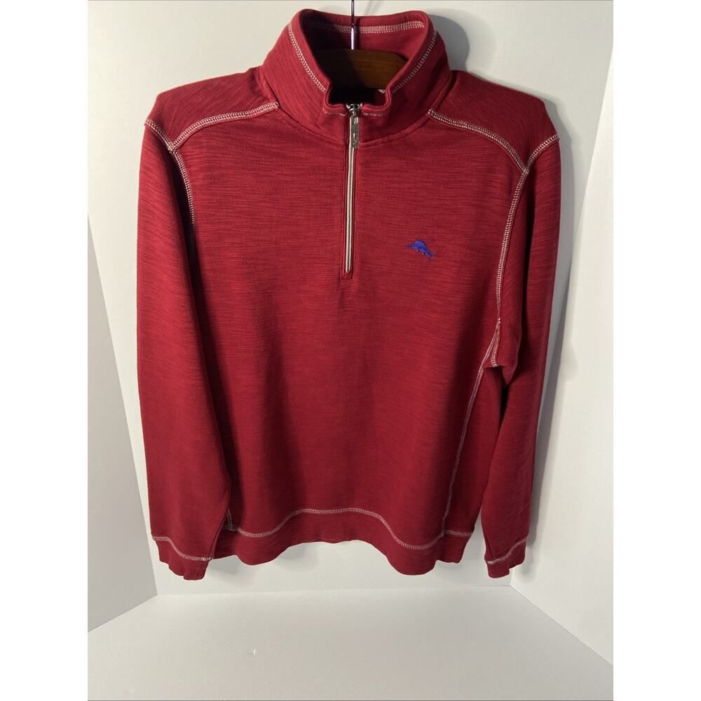 EUC Men's Tommy Bahama 1/4 Zip Heavy Pullover Shirt Size S Long Sleeve Mock Neck